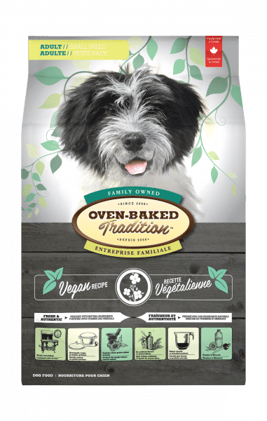 Hypoallergenic vegan food for small breed adult dogs oven-baked