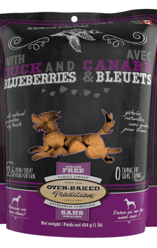 Sac de gâteries naturelles pour chiens – canard et bleuets Oven-Baked Tradition / Bag of natural dog treats – duck and blueberries Oven-Baked Tradition