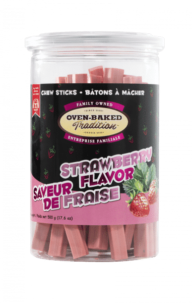 All natural chew sticks for dogs, strawberry flavor, help clean teeth Oven‑Baked Tradition