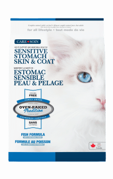 Nourriture sans grains pour chat adulte au poisson, pour estomac sensible et pelage sain – Oven-Baked Tradition.