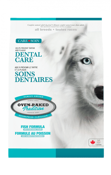 Dental care dog food with fish for adult dogs, hypoallergenic formula