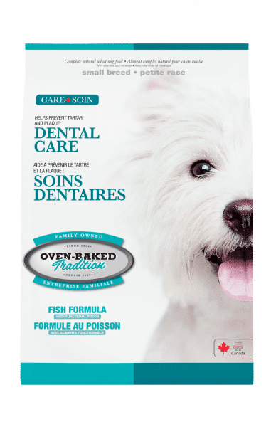 Small breed dental care dog food with fish, hypoallergenic formula